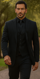 Mens John Wick Vested Black Suit Package + Shirt & Tie